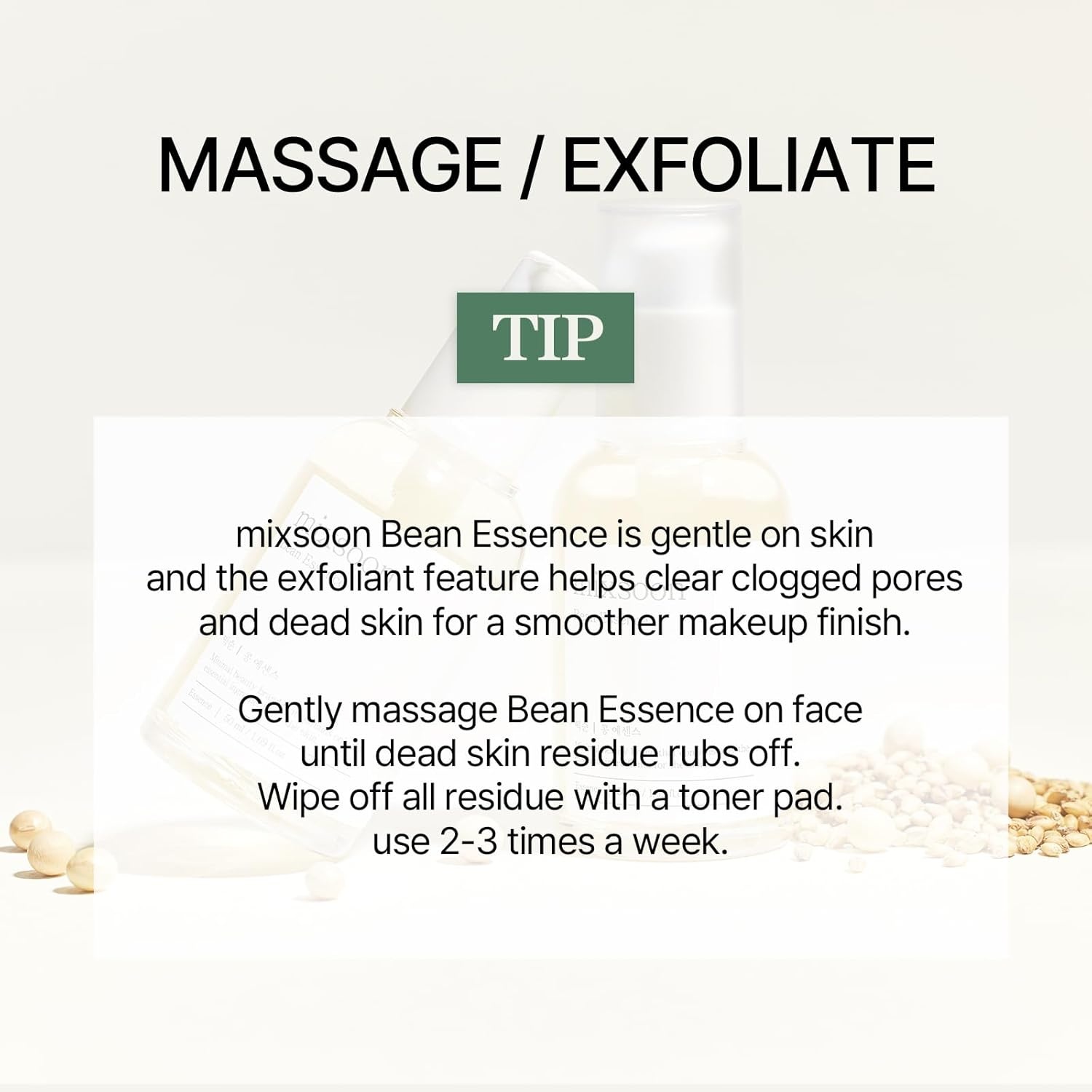 image:imagemixsoon Bean Essence Korean Skin Care Gentle AHA Exfoliating Essence for Glass Skin Glow Hydrating Face Serum with Fermented Bean Smooth Skin 50ml 169 floz Korean Glass Skin Care068 Fl Oz Pack of 1