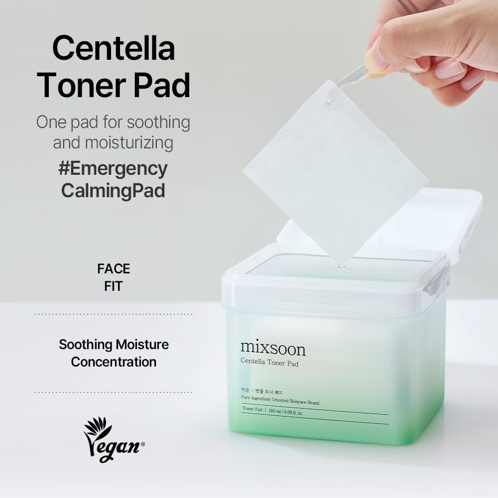 image:imagemixsoon Centella Asiatica Toner PadSoothing Hydrating and Balancing Facial CICA Pads Gentle Daily Care for Sensitive Calm Skin 180ml 608 floz 120 Sheets Korean Glass Skin CareCentella Asiatica Toner Pad