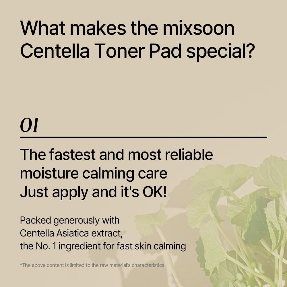 image:imagemixsoon Centella Asiatica Toner PadSoothing Hydrating and Balancing Facial CICA Pads Gentle Daily Care for Sensitive Calm Skin 180ml 608 floz 120 Sheets Korean Glass Skin CareCentella Asiatica Toner Pad