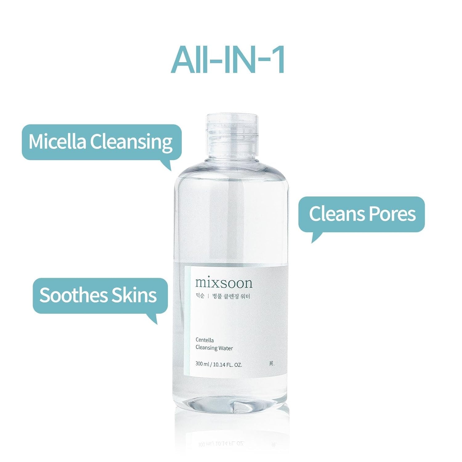 image:imagemixsoon Centella Cleansing Water 1014 fl oz 300ml Face Cleanser for Sensitive Skin Centella Asiatica Aloe Vera Korean Glass Skin Care