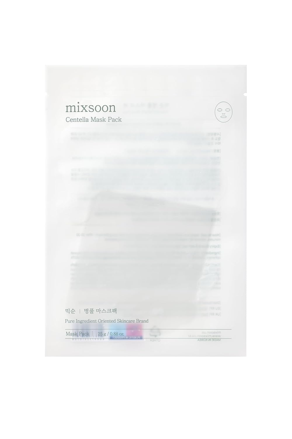 image:imagemixsoon Centella Mask Pack Face Moisturizer Soothing Calming Sheets Korean Glass Skin Care 1Pack 5ea