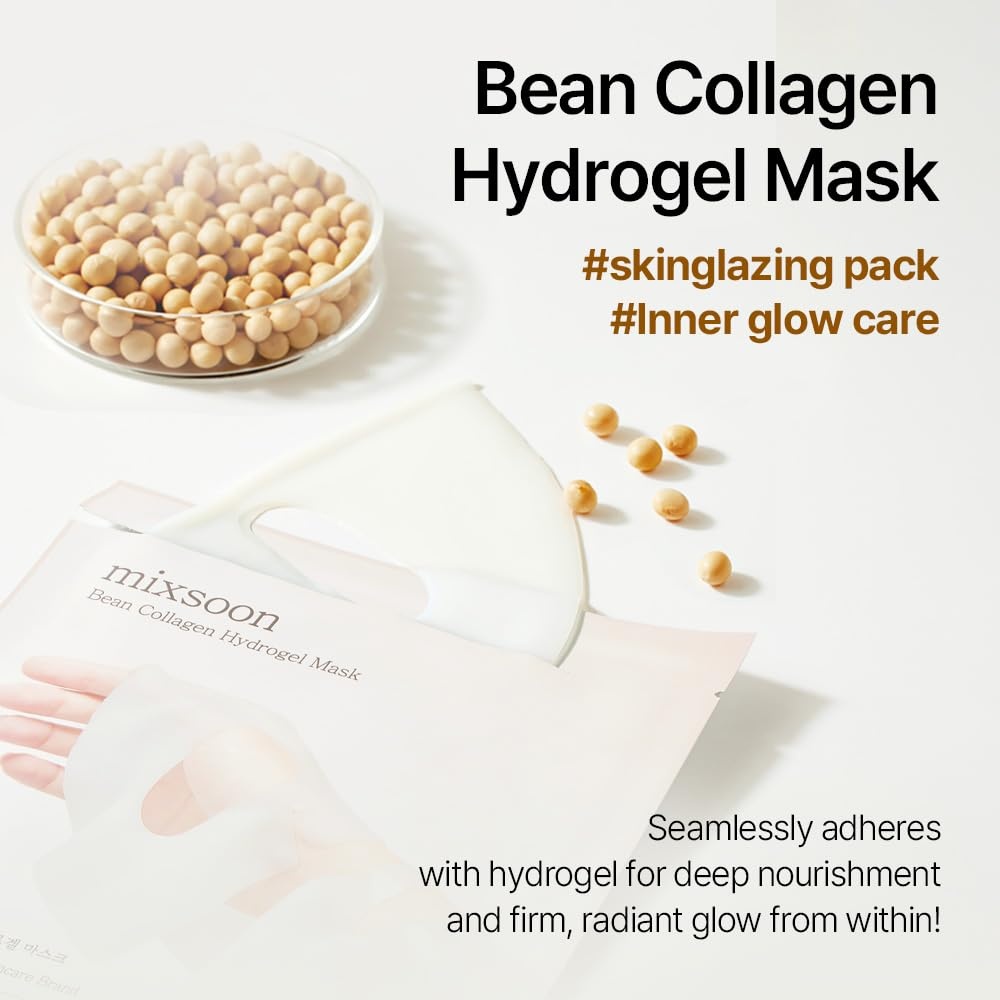 image:imagemixsoon Collagen Hydrogel Face Mask Hydration AllInOne Firming Soothing Gel Formula Face Mask for Radiant Smooth Skin Stocking Stuffers Korean Glass Skin Care Pack of 3 BeanBean