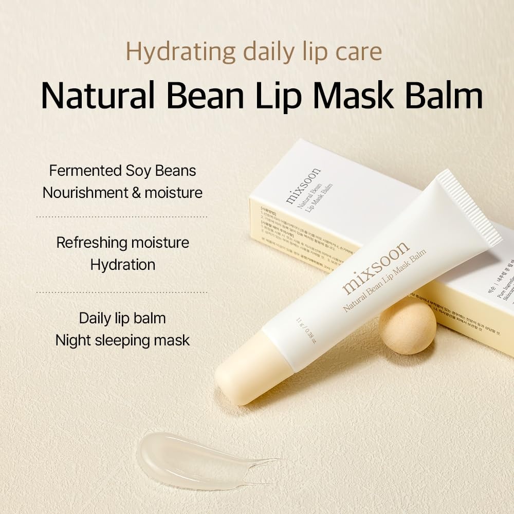 image:imagemixsoon Natural Bean Lip Mask Balm Hydrated Lips Softening Fermented Bean and Shea Butter Vegan Formula for Smooth Lip Balm 11g 037 fl oz Korean Glass Skin Care