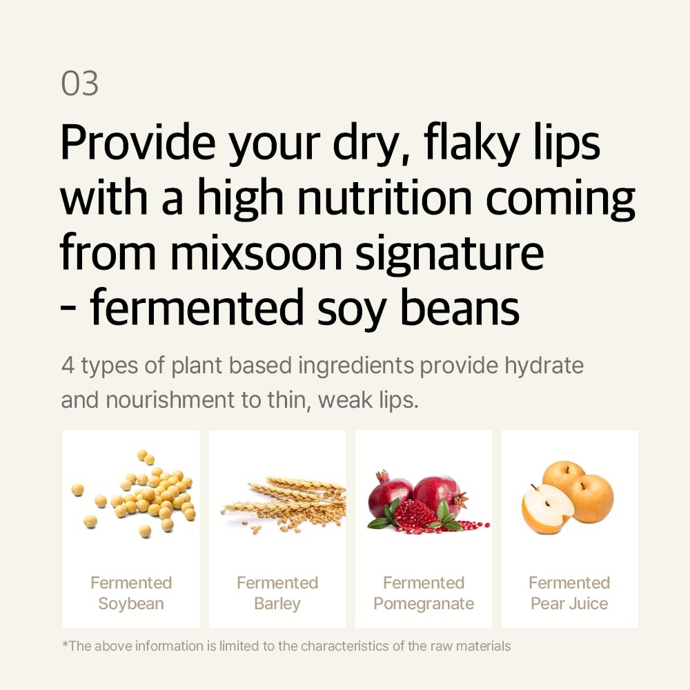 image:imagemixsoon Natural Bean Lip Mask Balm Hydrated Lips Softening Fermented Bean and Shea Butter Vegan Formula for Smooth Lip Balm 11g 037 fl oz Korean Glass Skin Care