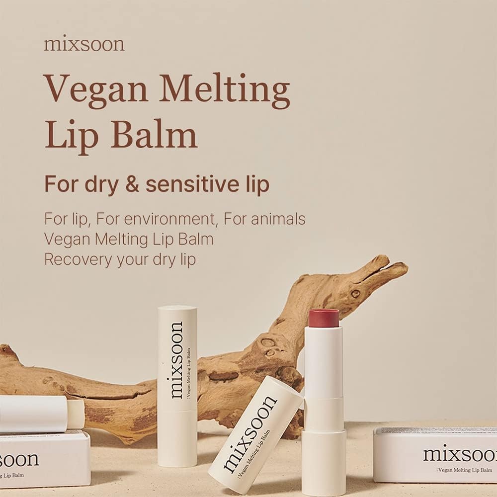 image:imagemixsoon Vegan Melting Lip Balm Clear Shea Butter Moisturizing and Softening Chapped Lips CareTransparent Finish for Smooth Hydrated Lips 41g 013 fl oz Korean Glass Skin CareDry rose