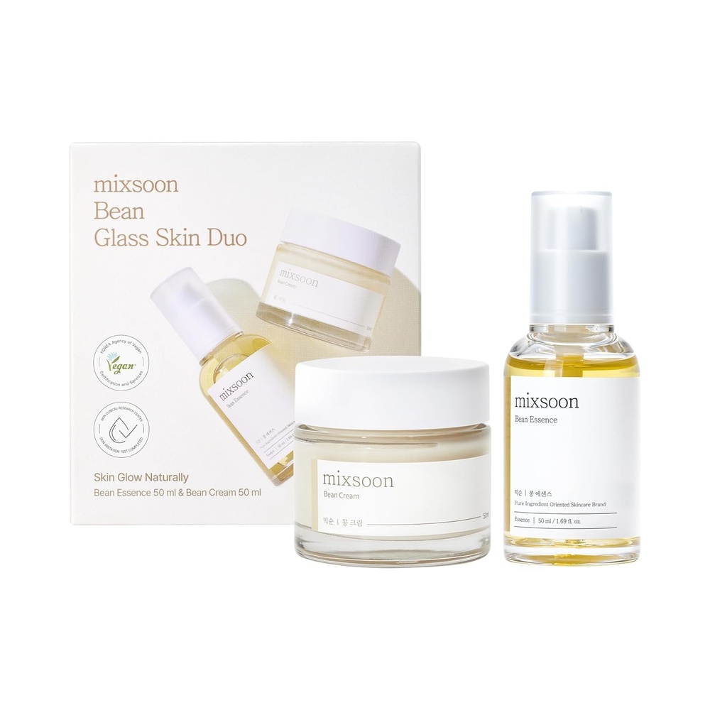 image:imagemixsoon Bean Glass Skin Duo Facial Moisturizer Fermented Bean Skincare Routine Bean Essence 50ml Bean Cream 50ml 338 Fl Oz 100ml Korean Glass Skin Care