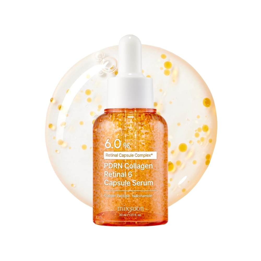 image:imagemixsoon PDRN Collagen Retinal 6 Capsule Serum Korean Retinal Face Serum Copper Peptide Niacinamide Firming Serum for Fine Lines amp Texture Care 30ml 101 Fl Oz Korean Glass Skin Care