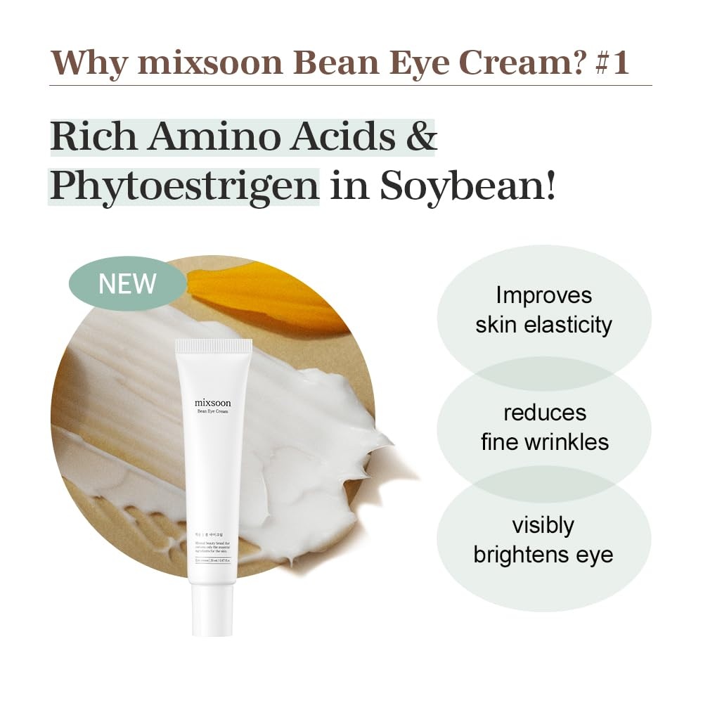 image:imagemixsoon Bean Eye cream Nourishing and Firming for Dark Circles Puffiness Fermented Bean and Peptide Complex Niacinamide 20ml 067 floz Korean Glass Skin Care