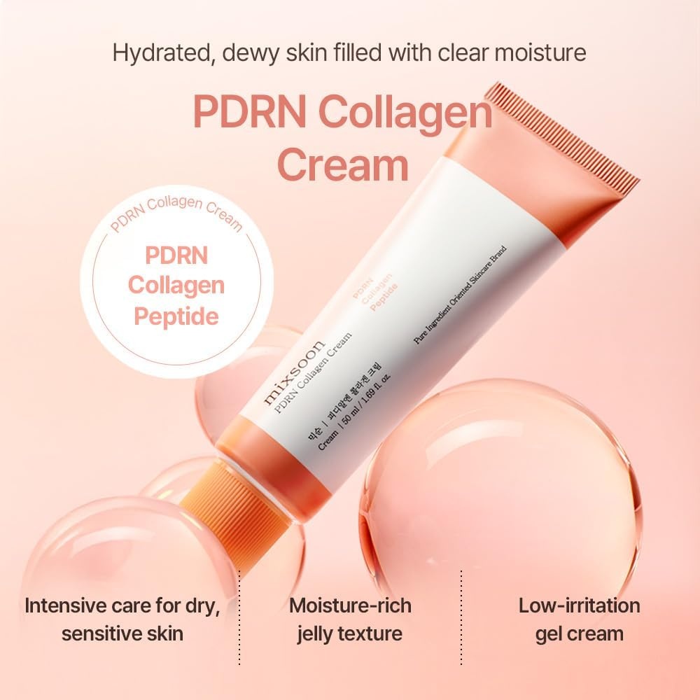 image:imagemixsoon PDRN Collagen Cream Firming Hydrating and Revitalizing Lightweight Face Gel Radiance Collagen Peptides Nourishing Moisturizer for Smooth Skin 50ml 169 floz Korean Glass Skin Care