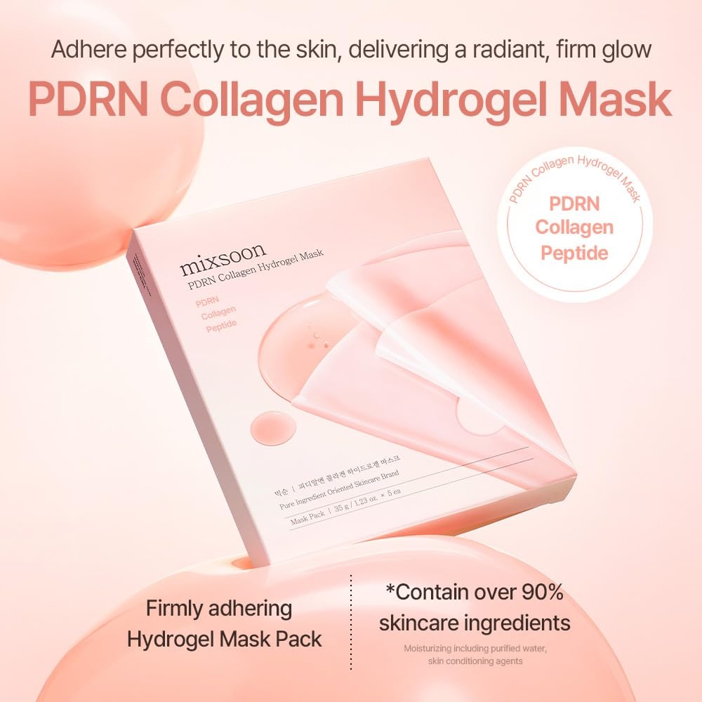 image:imagemixsoon PDRN Collagen Hydrogel Face Mask Deeply Hydrating amp Firming Elasticity Collagen Peptide Skin Treatment Mask 35g x5ea Korean Glass Skin Care for All Skin Types
