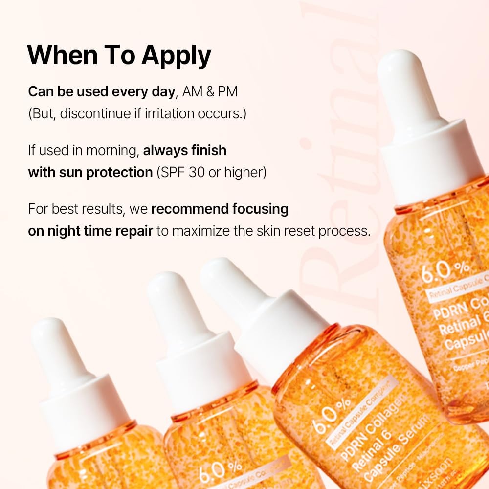 image:imagemixsoon PDRN Collagen Retinal 6 Capsule Serum Korean Retinal Face Serum Copper Peptide Niacinamide Firming Serum for Fine Lines amp Texture Care 30ml 101 Fl Oz Korean Glass Skin Care