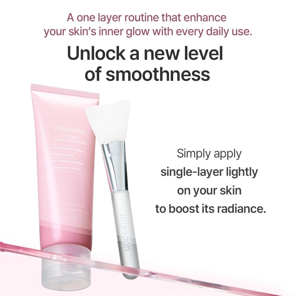 image:imagemixsoon Collagen Glass Skin Mask Hydrating and Firming Collagen Wrapping Peel Off Mask Low Molecular Face Mask Radiant Smooth Finish for Glowing Skin 80ml 271 floz Korean Glass Skin Care