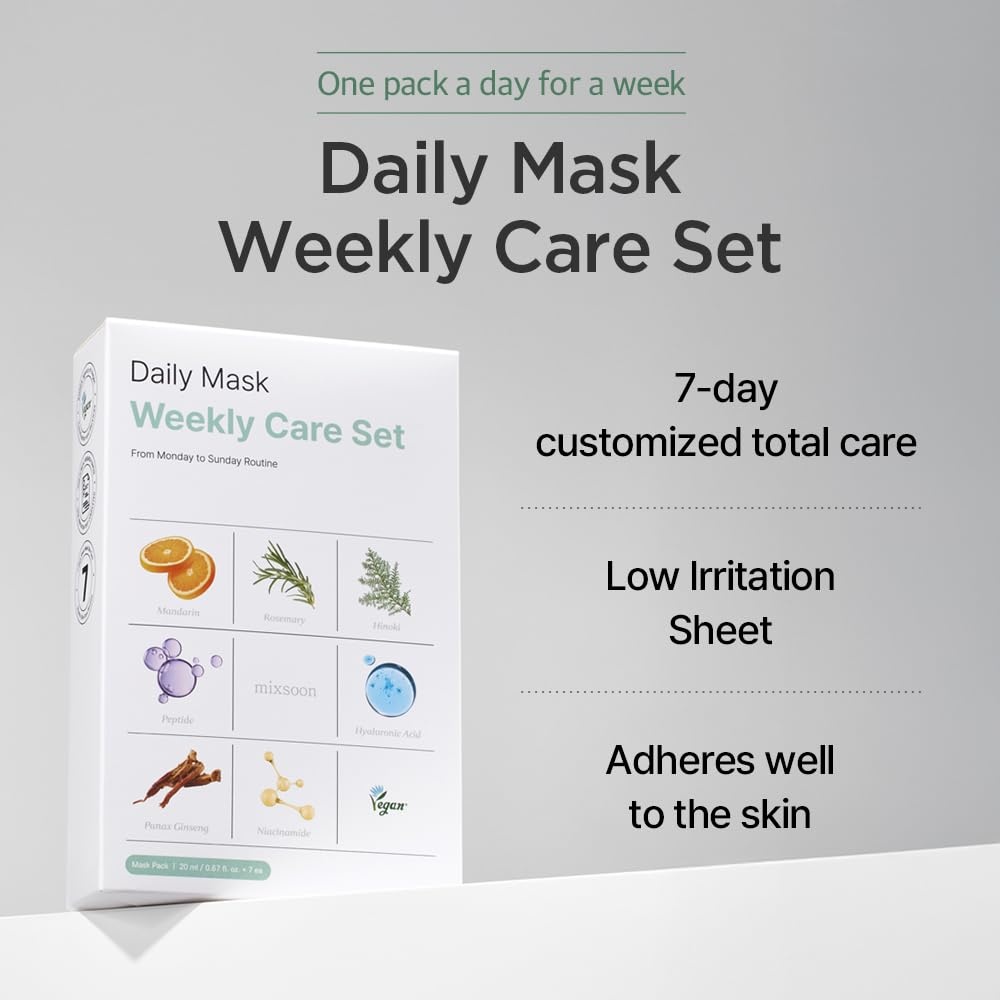 image:imagemixsoon Daily Mask Weekly Care Set Collagen Hyaluronic Acid and Cica Gentle Skincare Routine for Radiant Skin 20ml 067 floz 7ea Korean Glass Skin Care