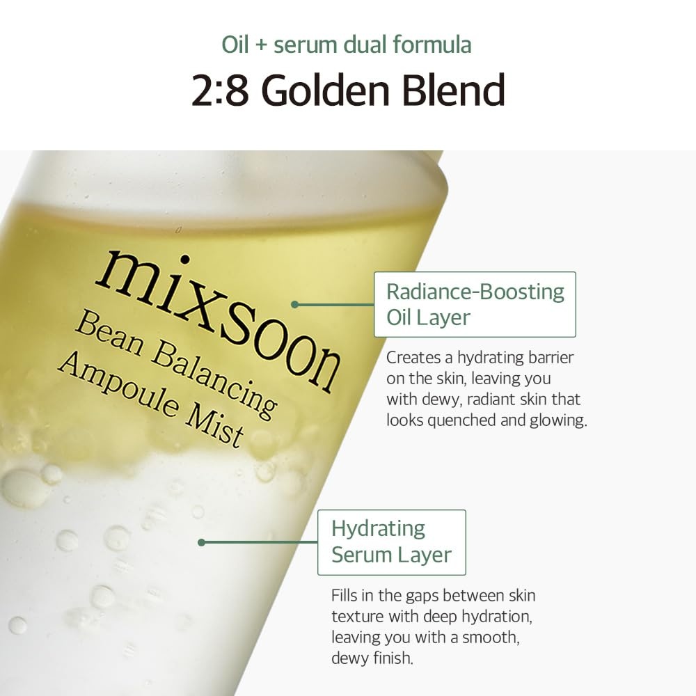 image:imagemixsoon Bean Balancing Ampoule Mist Hyaluronic Acid Hydrating Face Mist Soothing for Face Oil balance For Hydrated Radiance 100ml 338 floz Korean Glass Skin Care