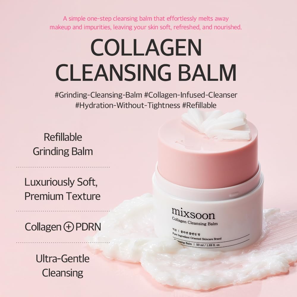 image:imagemixsoon Collagen Cleansing Balm Soft Melting Lightweight Grinding Balm Hydrating Makeup Remover 50ml 169 floz Korean Glass Skin Care