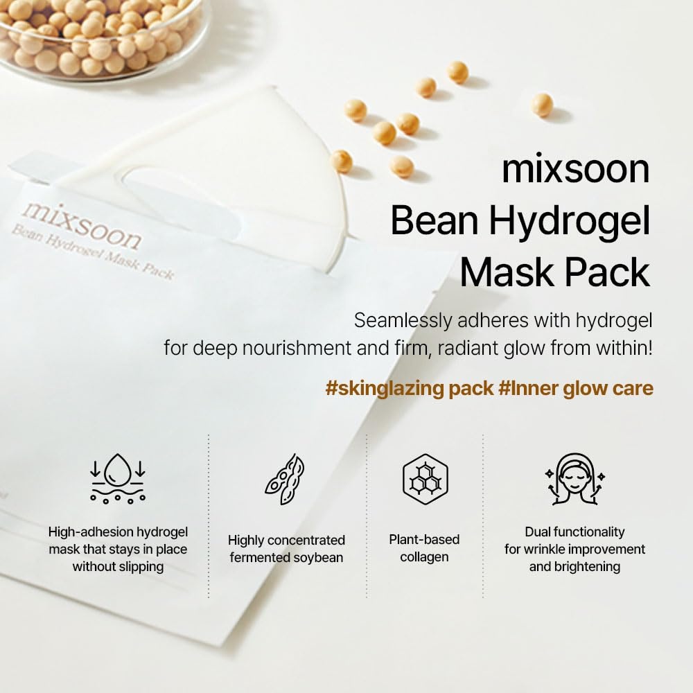 image:imagemixsoon Hydrogel Collagen Mask 35gX5ea PlantBased Nutrition Radiance Hydration AllInOne Firming Ingredients Absorbing Over Time Korean Bean Essence Korean Collagen Mask
